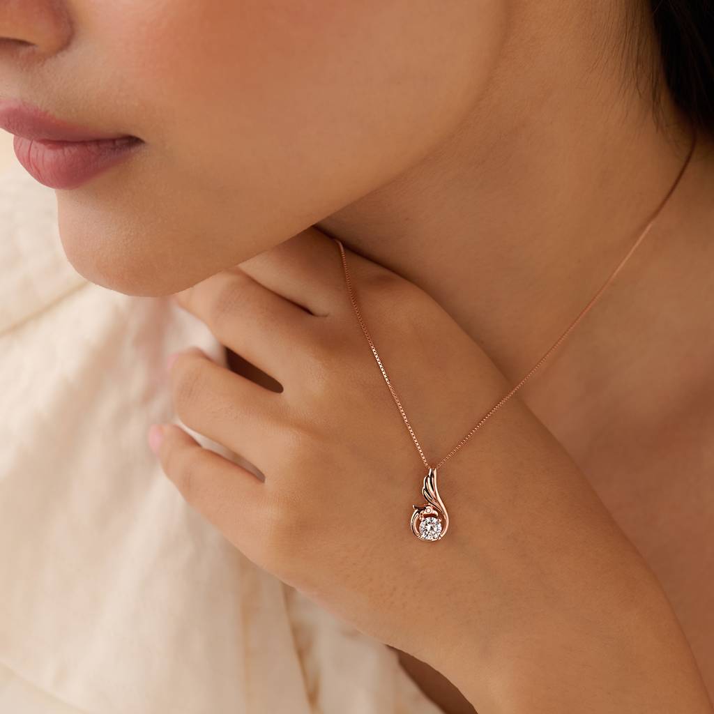 Wings Of The Peacock Rose Gold Plated Necklace : PEN-30257-RG