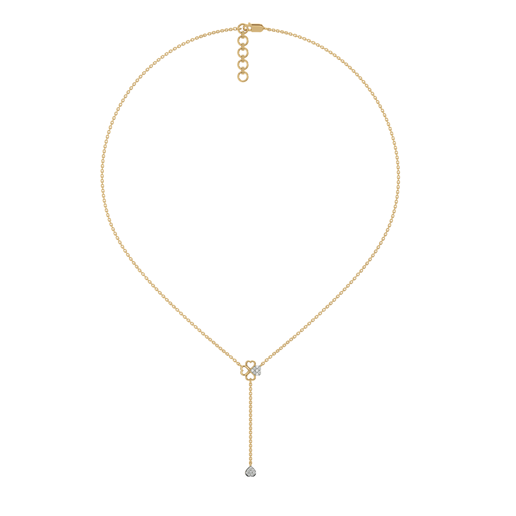 Four Leaf Cascade - Lab Diamond Lariat Necklace : LLNK0119