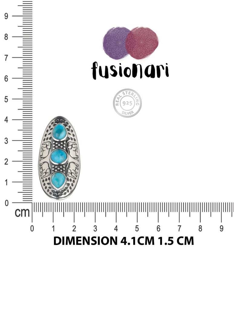 925 Sterling Silver Turquoise Ring For Women | Gemstone Ring | Handmade Silver Jewelry | Elegant Daily Wear Gift : FU-1315