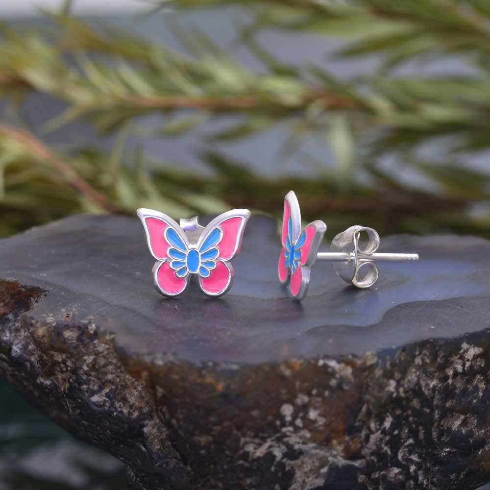 925 Sterling Silver Tiny Butterfly Stud Earrings | Fine Silver Jewelry : TWP1139