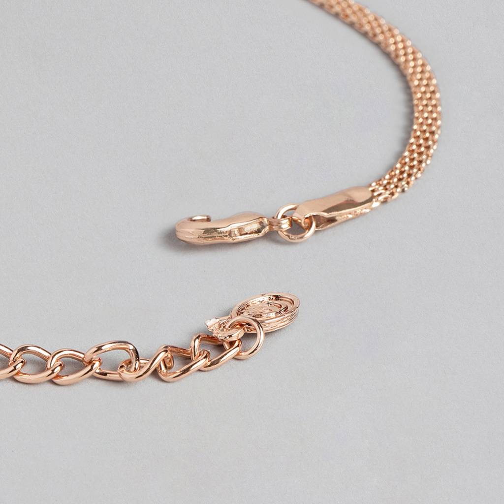 Estele Rose Gold Plated Cz Circular Designer Necklace Set With Mint Green Stones For Women : AD-702-RG-MGNKER