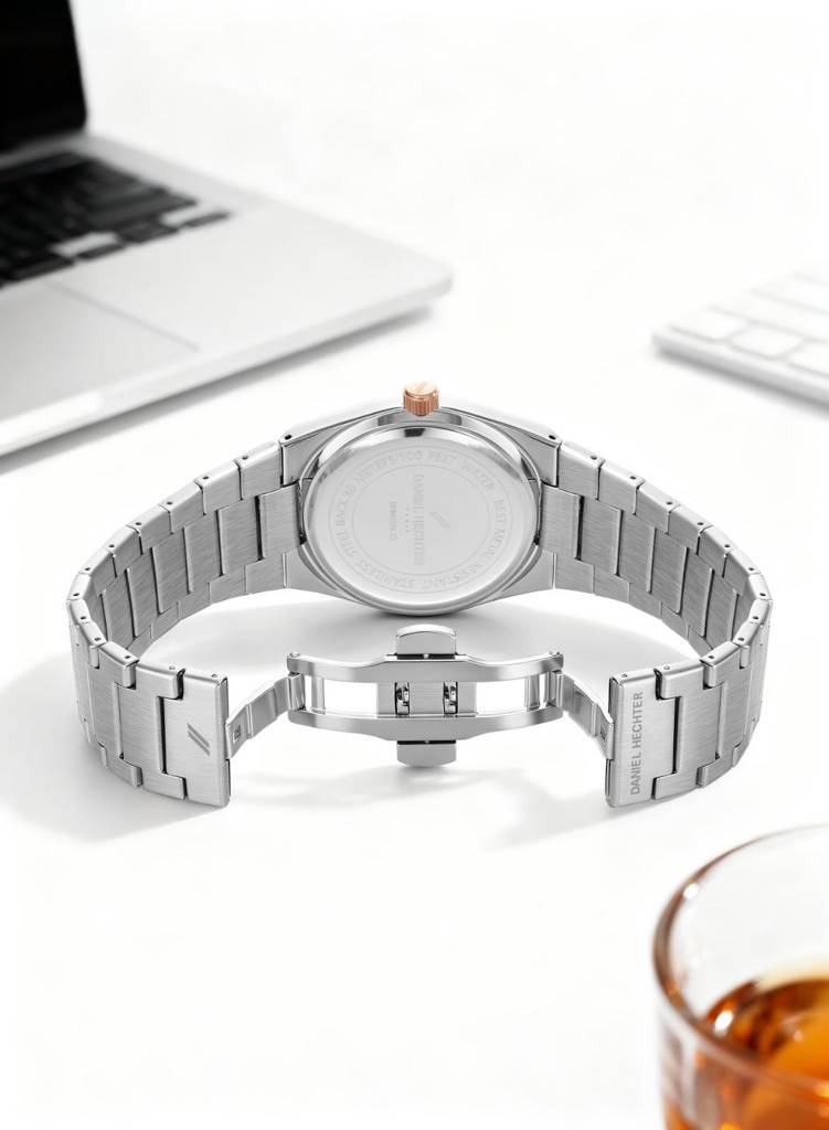 Daniel Hechter Paris Hoche Collection Formal Analog Watch For Men – Round Dial And Silver Stainless Steel Strap W : DHM1026-33