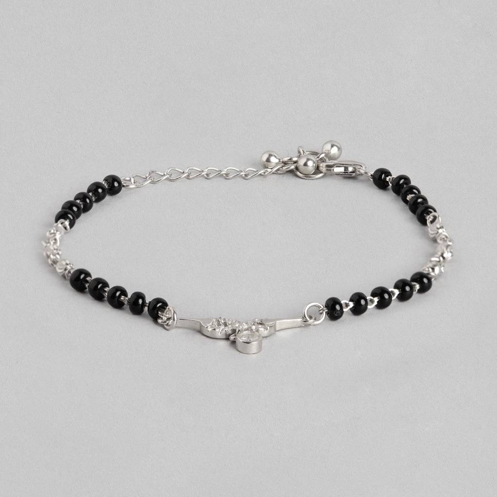 Infinity With Solitaire Drop 925 Silver Mangalsutra Bracelet : BR-80052-C