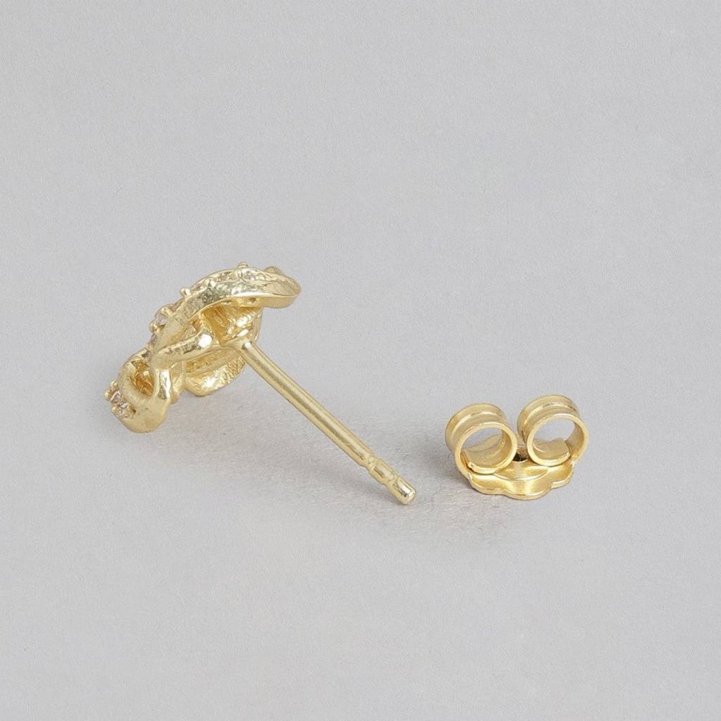 Radiant Brilliance Gold Plated 925 Sterling Silver Stud Earrings : EAR-20416