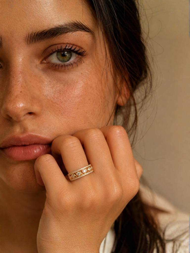 Designer Zig Zag Statement Ring – 18K Rose Gold Cz Stackable Ring : S925R942DZSR