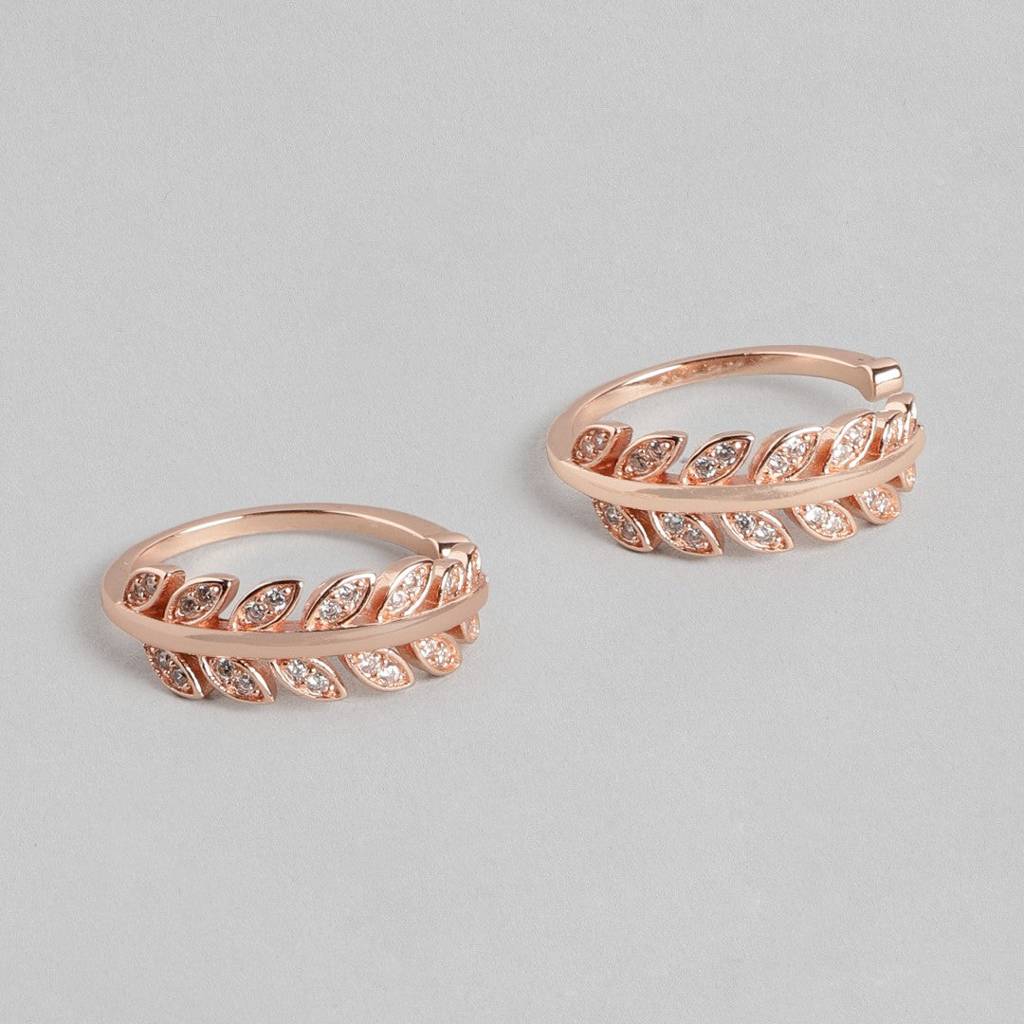 Leafy Rose Gold 925 Silver Toe Ring : TOE-10007