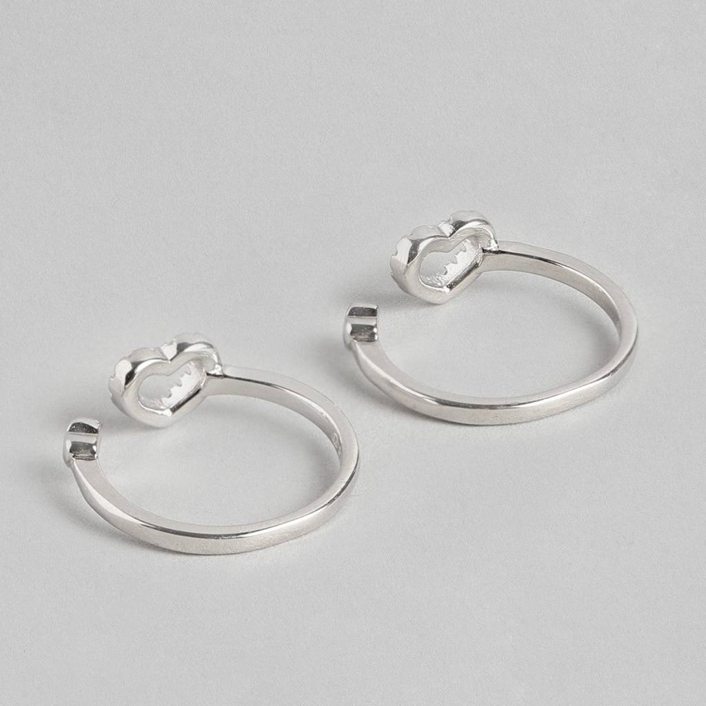 Hearts Silver Adjustable 925 Silver Toe Ring : TOE-10012