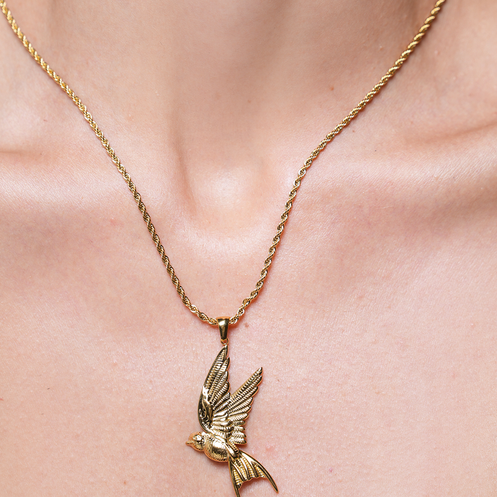 Peace Dove Pendant Twisted Chain Necklace : CAO0097JND