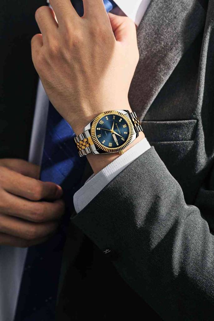 Giordano Analog Watch For Men - Dual-Tone Stainless Steel Strap, Crystal Indices And Fluted Bezel : GZ-50173-33