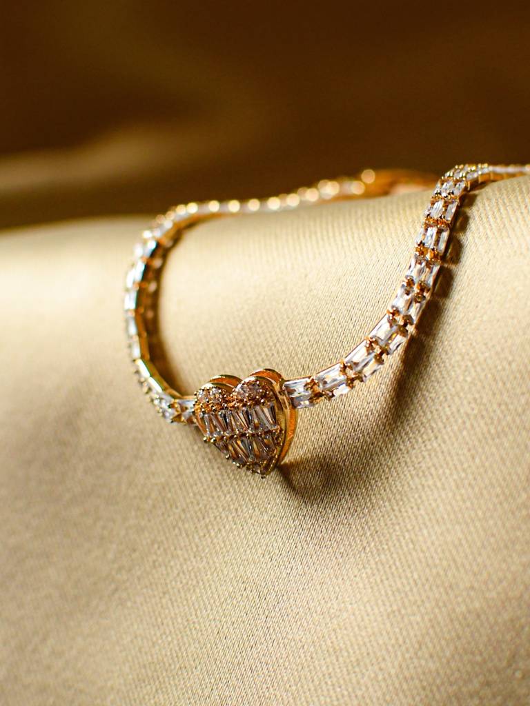 Heart Moissanite Tennis Bracelet Â 18Kt Gold Plated : ATCB530HMTB