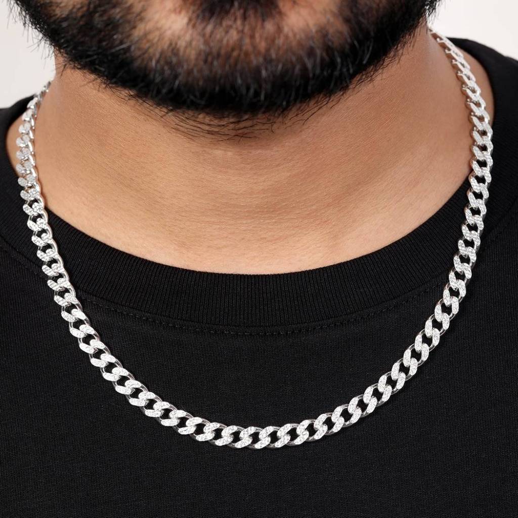 Masculine Links Silver Plated 925 Sterling Silver Men'S Chain : CH-10054-S-20-INCH