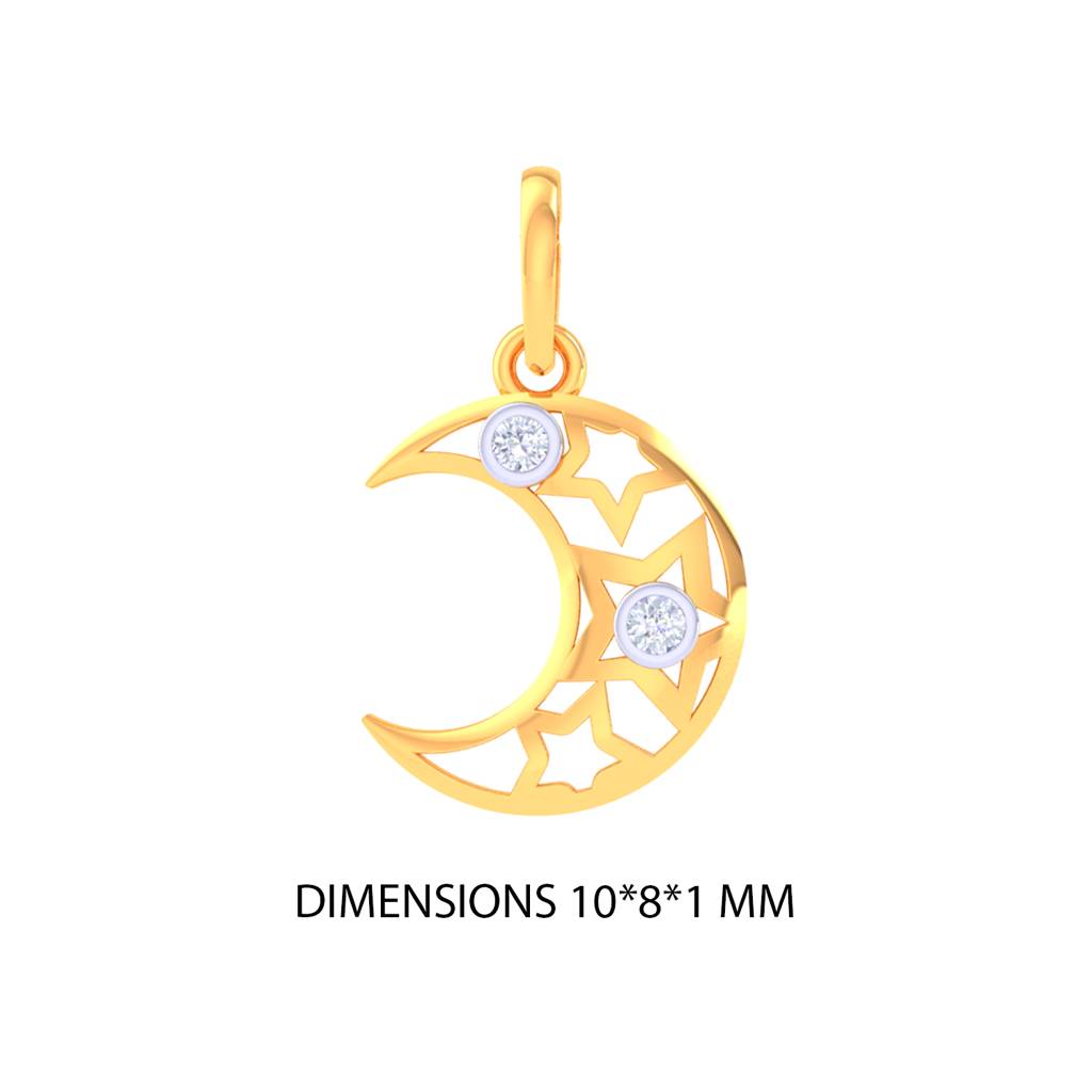 925 Pure Silver Crescent Moon Inspired Pendant For Girls And Kids : PEN1016