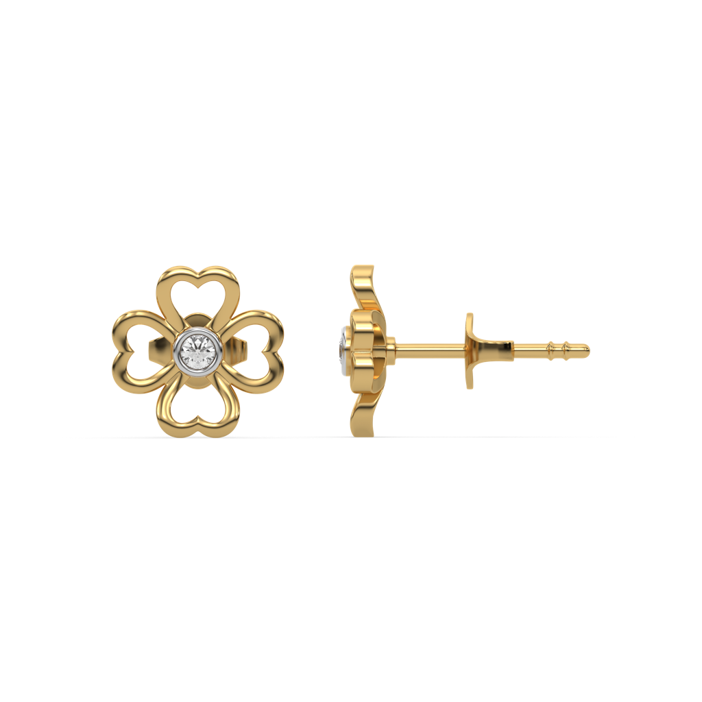 Clover Bezel - Lab Diamond Stud Earrings : LLER0142
