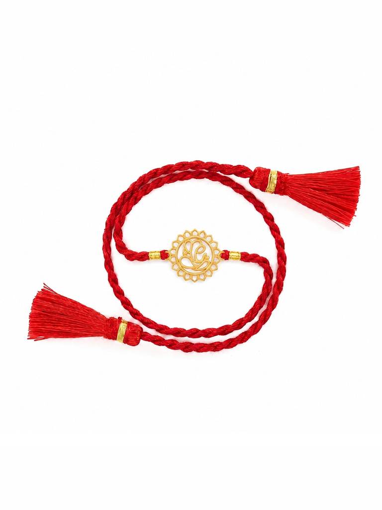 925 Sterling Silver Ganesha Thread Rakhi For Brother : RKH-10107-G