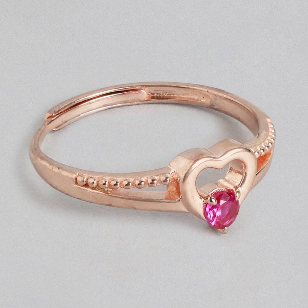 Romantic Love Rose Gold Plated 925 Sterling Silver Ring (Adjustable) : RNG-40153