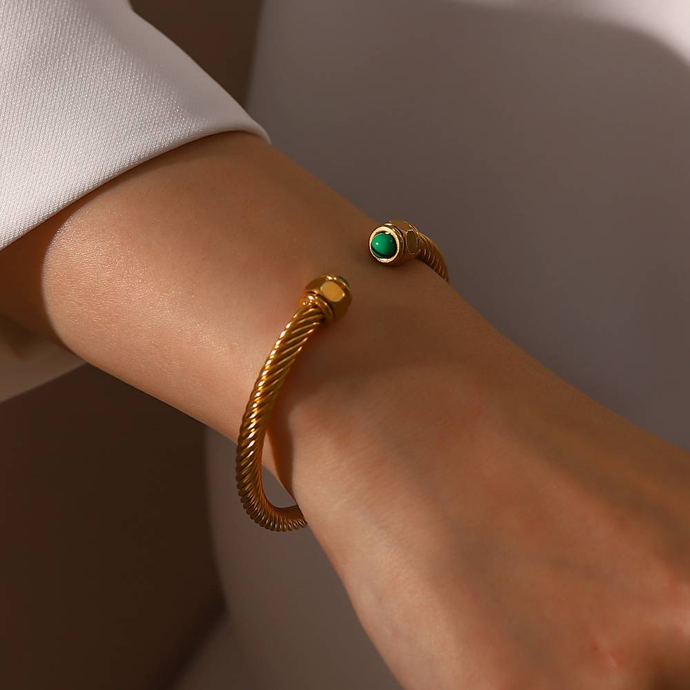 Celeste & Emerald Bangles : JD-BR-BG-18
