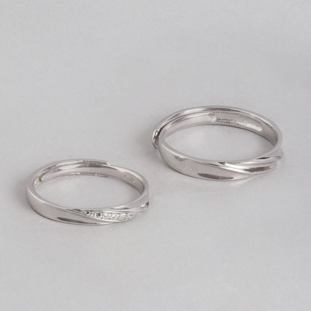 You & Me 925 Sterling Silver Couple Ring (Adjustable) : RNG-40014-CMB