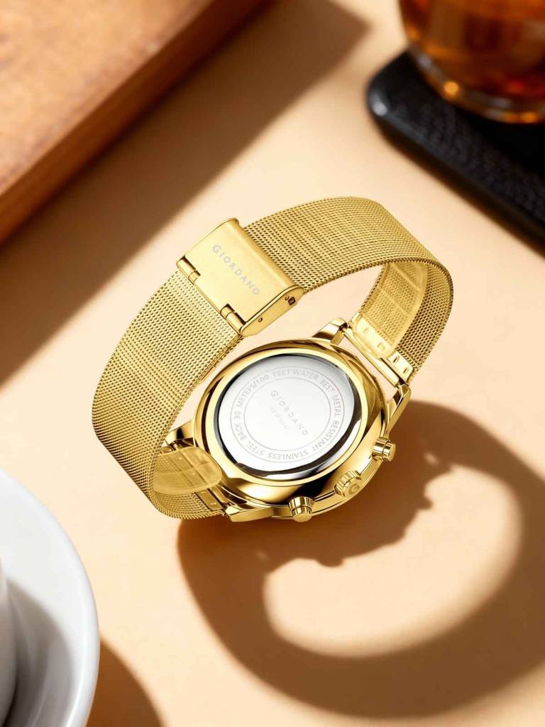 Giordano Formal Chronograph Watch For Men With Round Dial, Mesh Metal Strap, And Date Display : GZ-50183-33