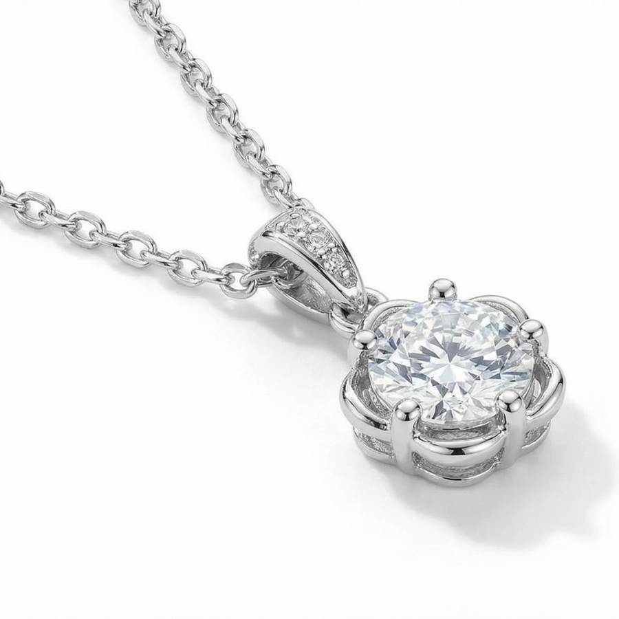 Royal Solitaire Necklace For Women | Classic Solitaire Crystal Pendant Jewellery : 7593660656