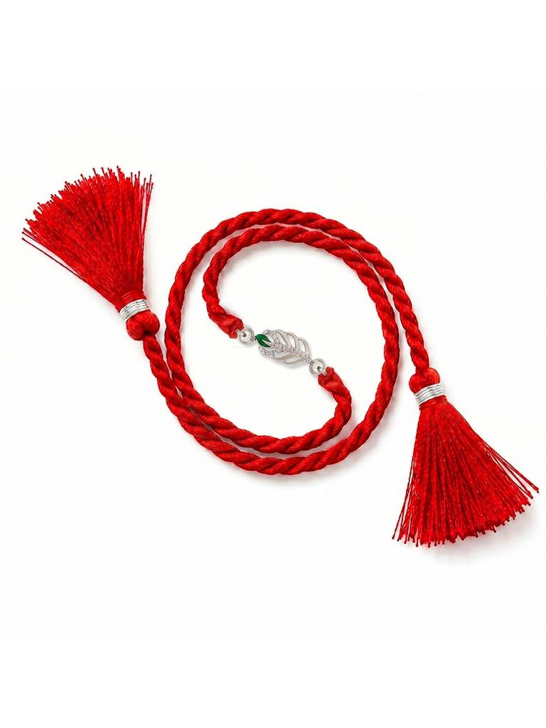 925 Sterling Silver Peacock Thread Rakhi For Brother : RKH-10125-S