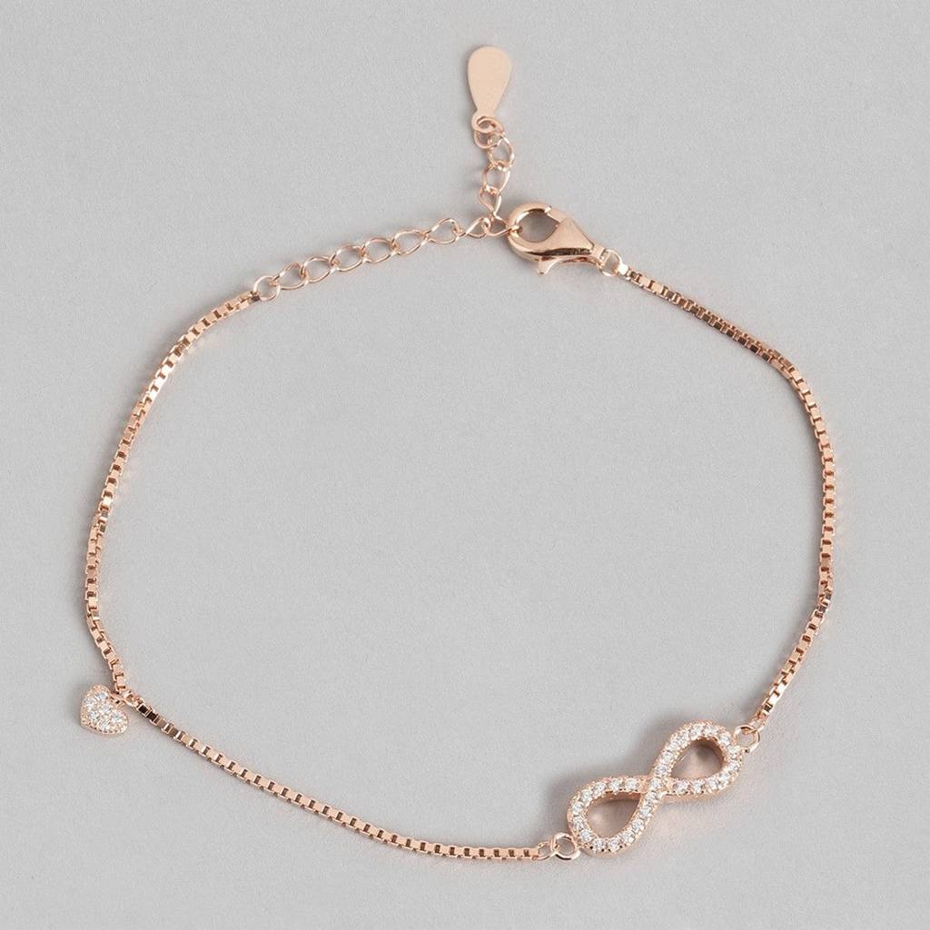 Rose Gold Minimal Infinity 925 Silver Bracelet : BR-80072