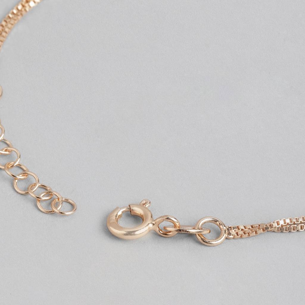 Leafy Foliage Rose Gold-Plated 925 Sterling Silver Bracelet : BR-80289-RG