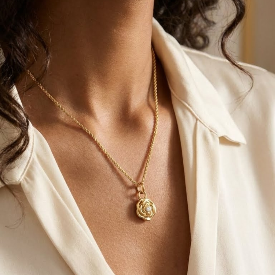 Multiple Flower Necklace For Women | Elegant Floral Pendant Jewellery : 7717651200