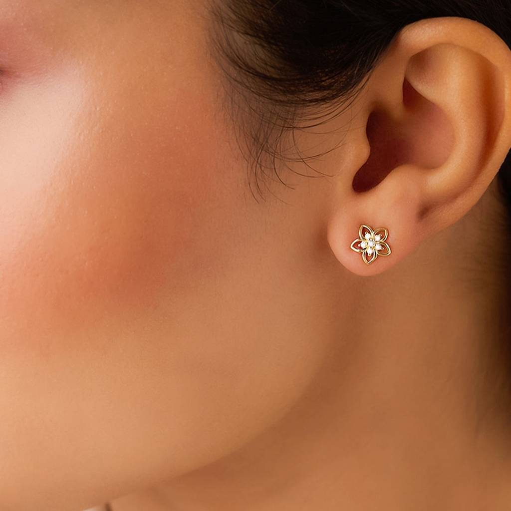 Zavya Love And Bloom X A Little Daily Delight Stud Gold Plated Earrings : EAR-21022-G-FLoral