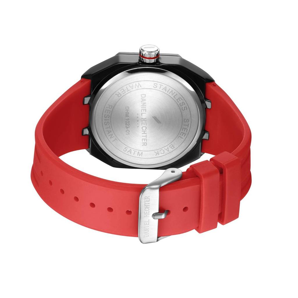 Daniel Hechter Paris Kleber Collection Sporty Multifunction Watch For Men With Checkered Geometric Dial, Day & Da : DHM1023-03