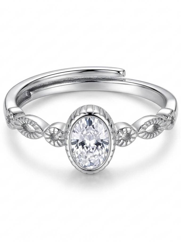925 Pure Silver The Vintage Oval Bezel Ring : LR1268