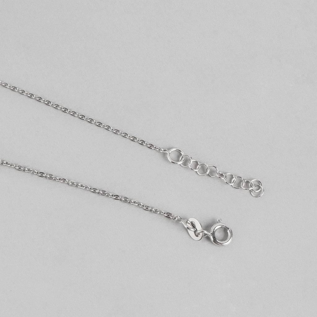 Leafy Rhodium Plated 925 Sterling Silver Link Chained Anklet : ANK-60240-PAIR