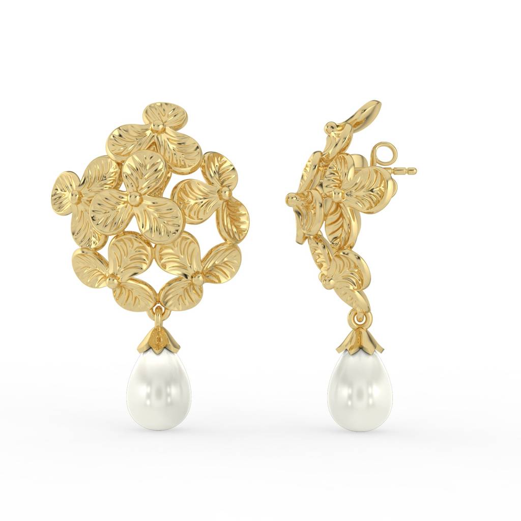 Bloom Freshwater Pearl Drop Earrings : ERG-BLM-PRL