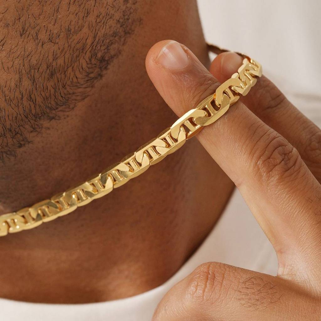 Refined 925 Sterling Silver Men'S Linked Gold Plated Chain : CH-10065-G-20-INCH