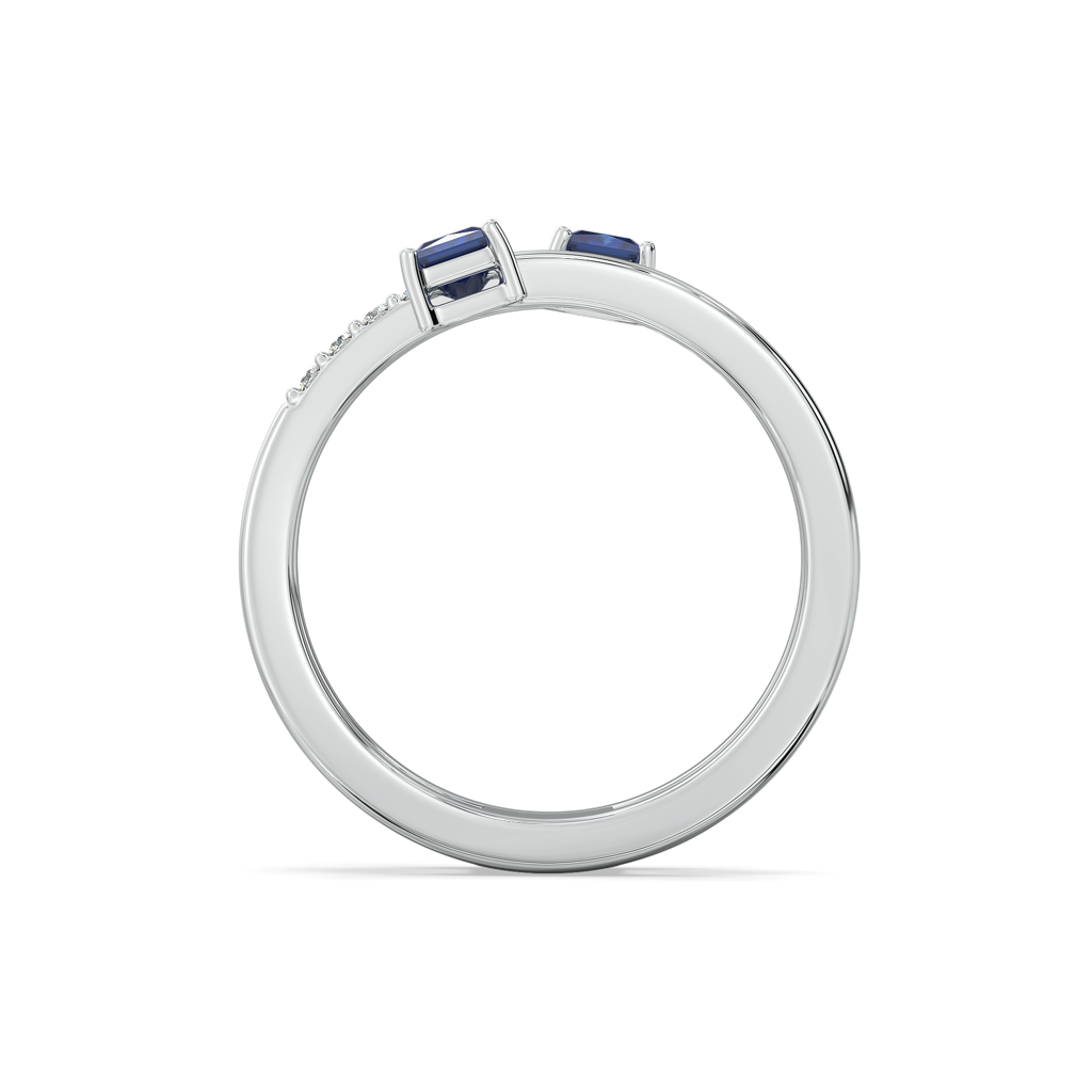 Spiral Blue Sapphire - Lab Diamond Cocktail Ring : LLRG0121