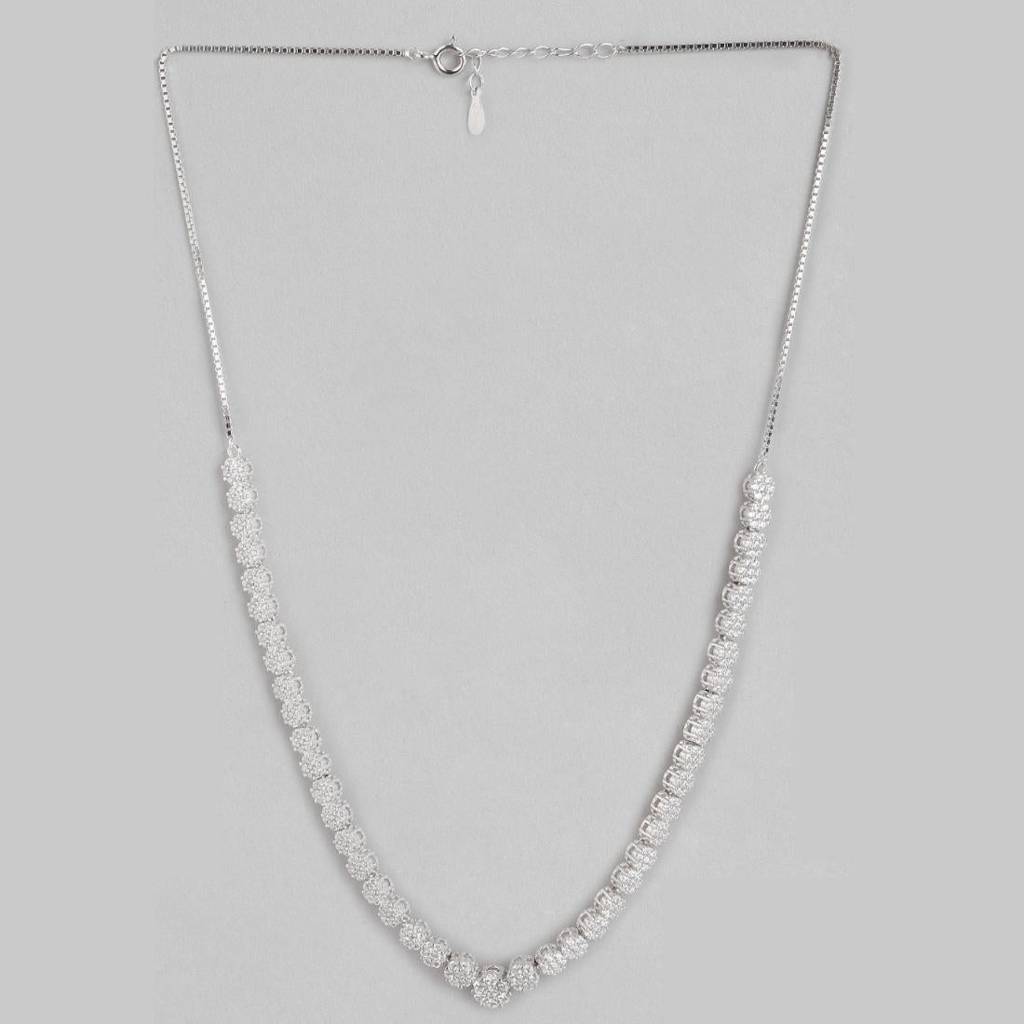 Elegancia Rhodium Plated 925 Silver Necklace : NL-30083