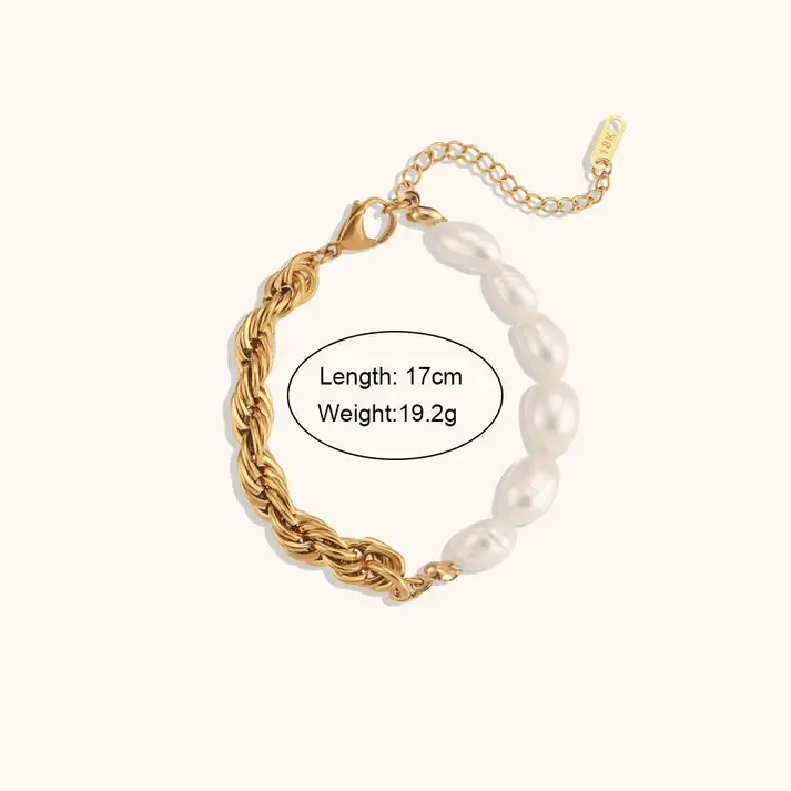 Twisted Rope And Freshwater Pearls Bracelet : BCLT023