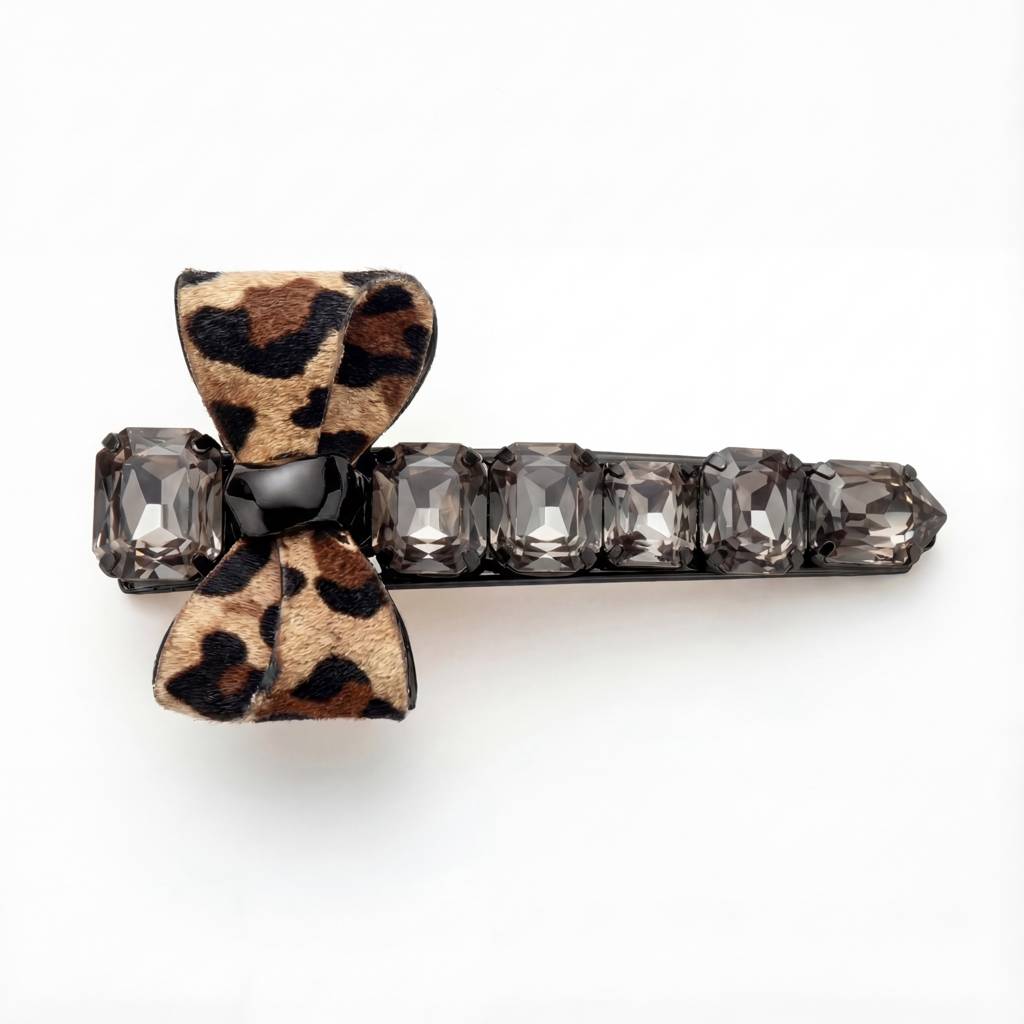 Korean Leopard Luxe & Smoke Crystal Statement Clip : YUFSHR217