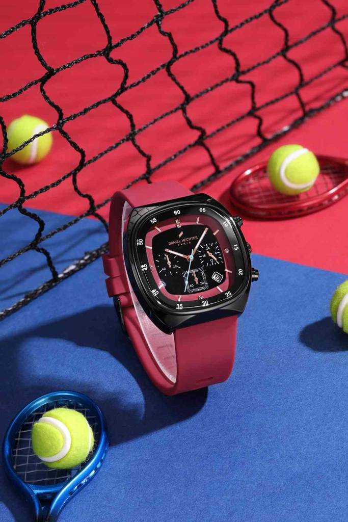 Daniel Hechter Paris Bercy Collection Modern Multi Functional Watch For Men With Square Dial And Silicon Band-Dhm : DHM1001-09