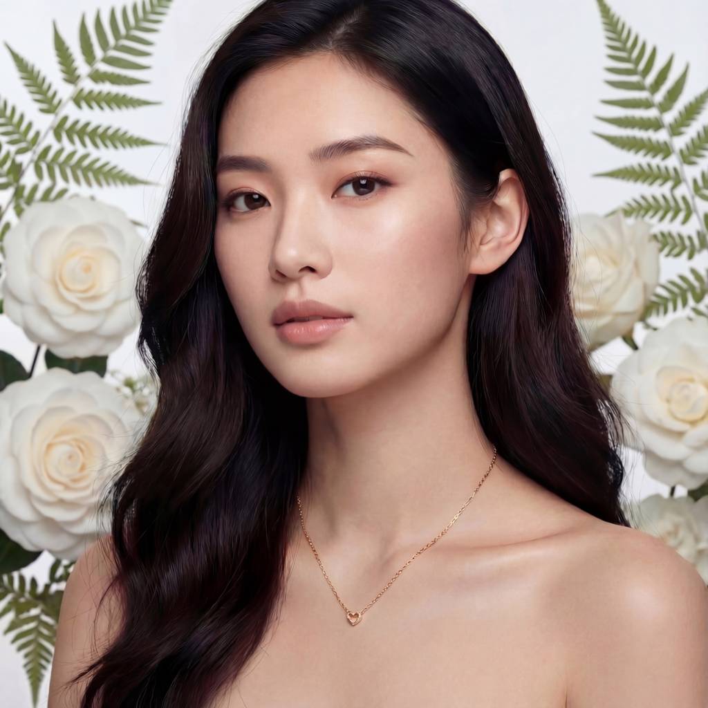 Korean Eternal Bond Interlocking Heart & Ring Necklace : YUFSNL228