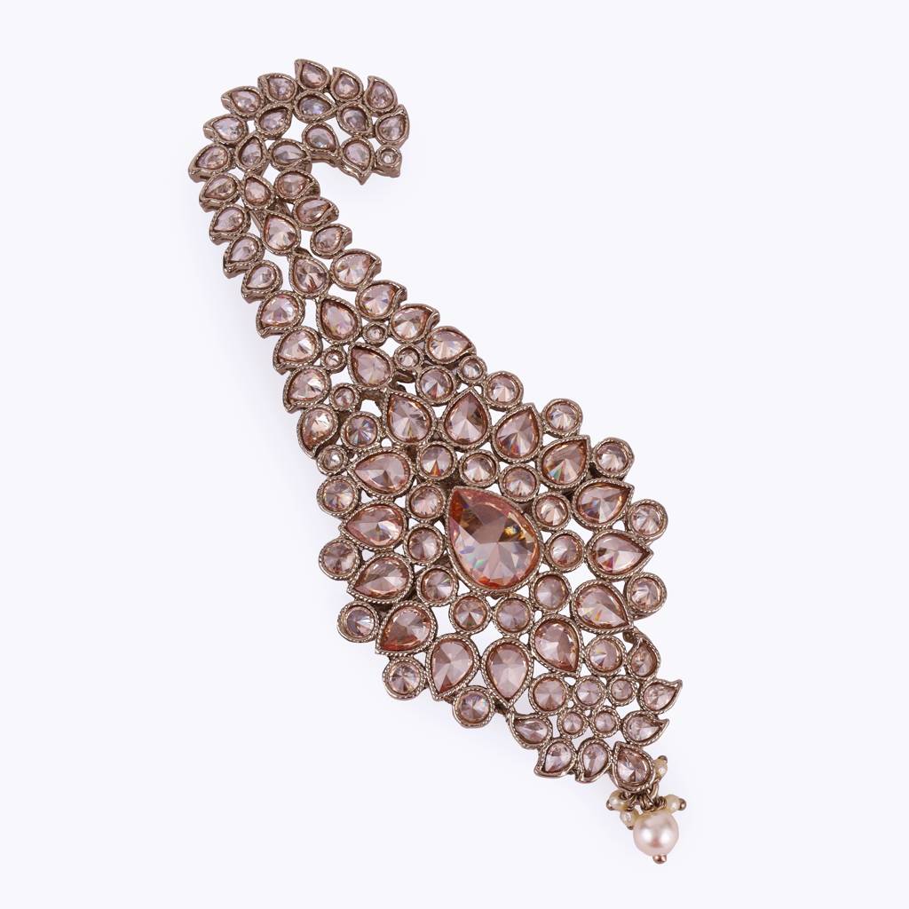 Traditional Glamorous Flower Oval Shape Gold Plated Pagdi Wedding Safa Kalgi For Groom : 6KG01