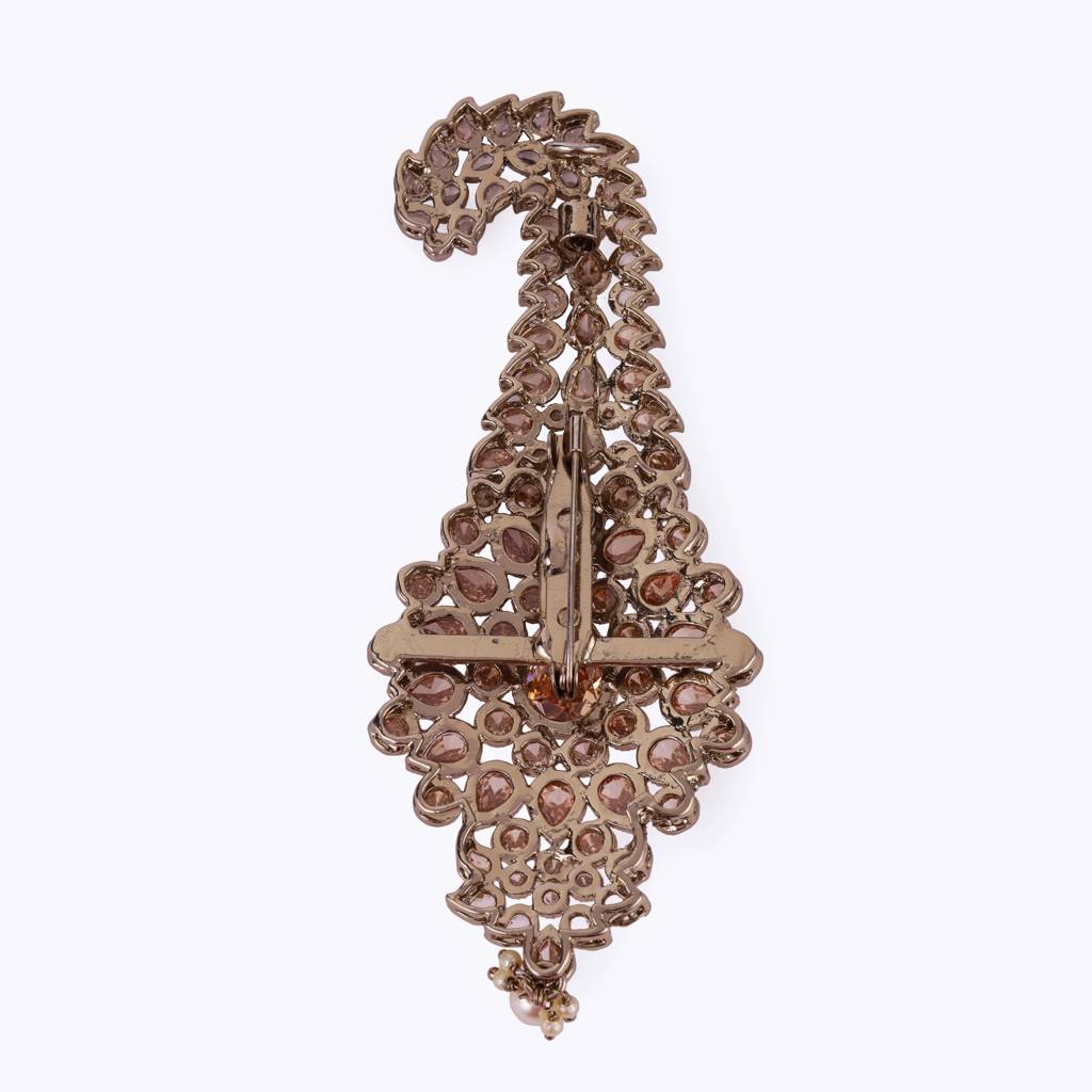 Traditional Glamorous Flower Oval Shape Gold Plated Pagdi Wedding Safa Kalgi For Groom : 6KG01