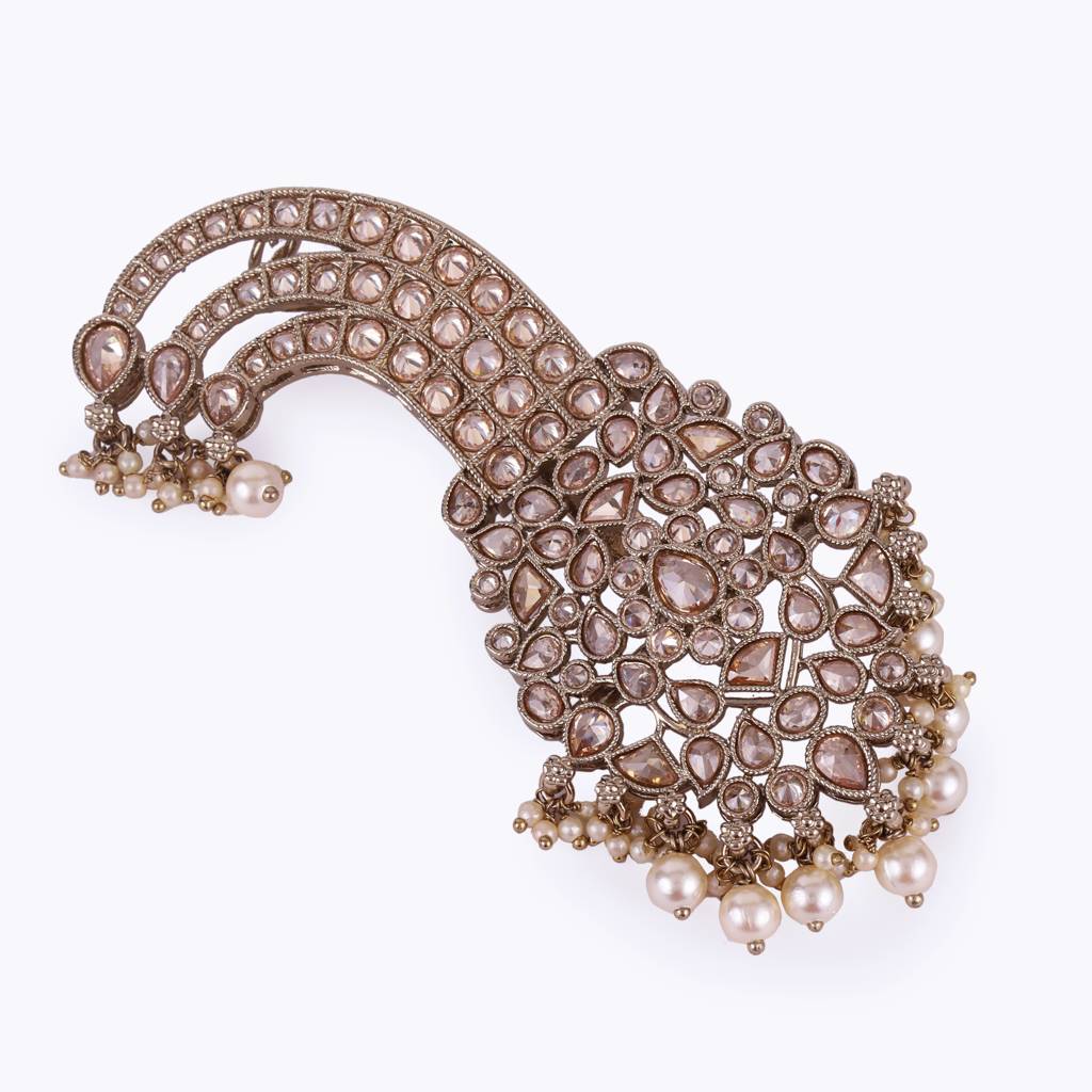 Traditional Glorious Flower Oval Shape Gold Plated Pagdi Wedding Safa Kalgi For Groom : 6KG14