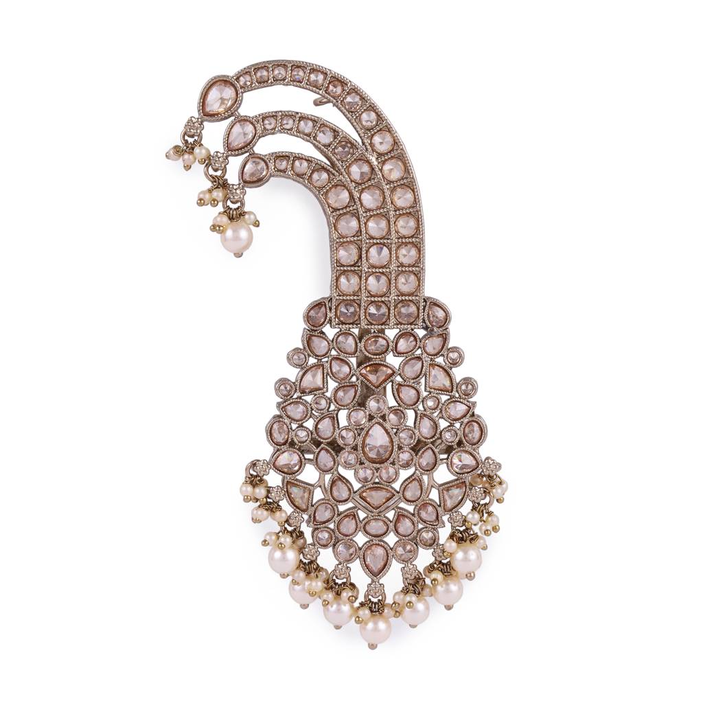 Traditional Glorious Flower Oval Shape Gold Plated Pagdi Wedding Safa Kalgi For Groom : 6KG14