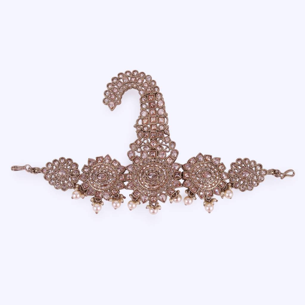 Traditional Gorgeous Round And Oval Shape Gold Plated Pagdi Wedding Safa Kalgi For Groom : 6KG19