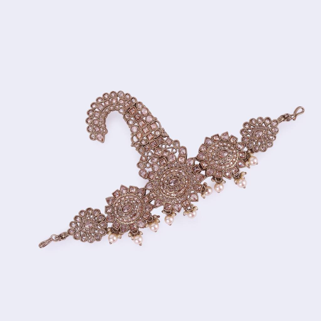 Traditional Gorgeous Round And Oval Shape Gold Plated Pagdi Wedding Safa Kalgi For Groom : 6KG19