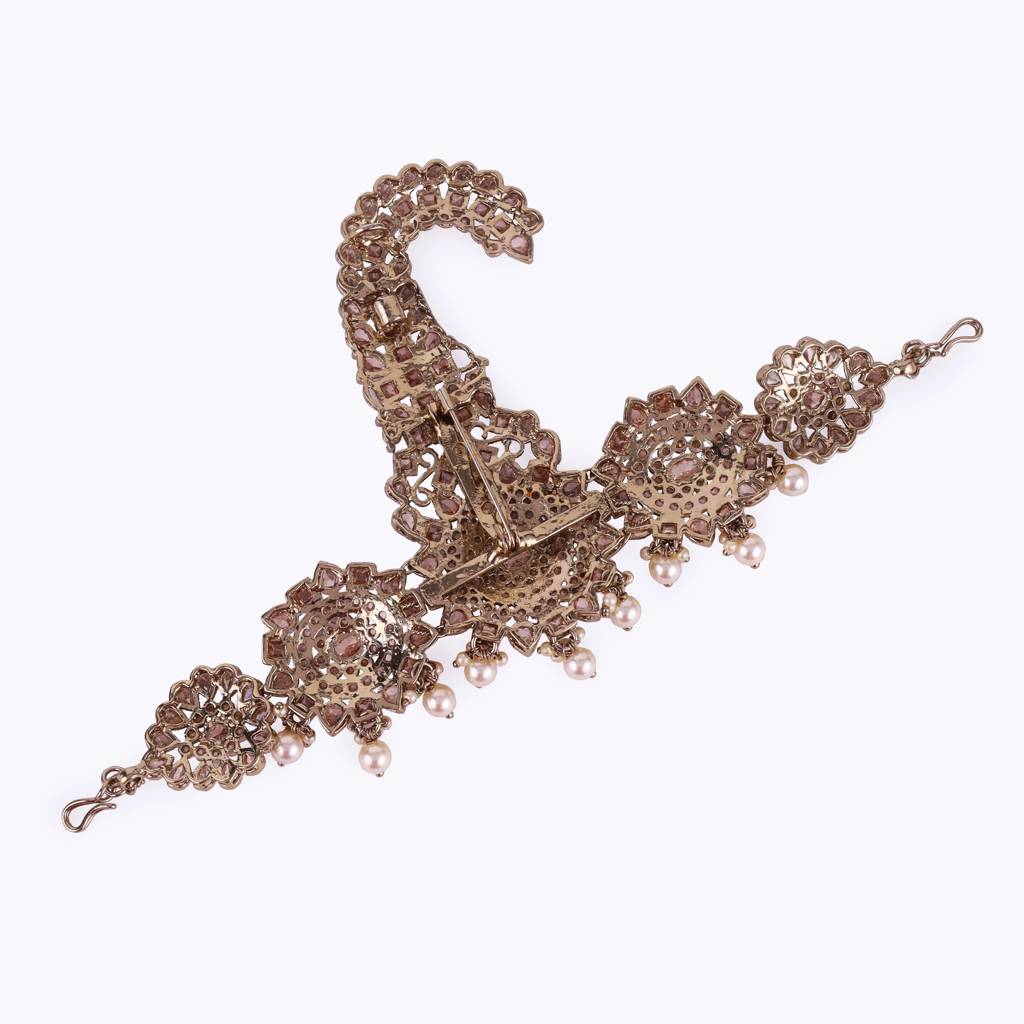 Traditional Gorgeous Round And Oval Shape Gold Plated Pagdi Wedding Safa Kalgi For Groom : 6KG19