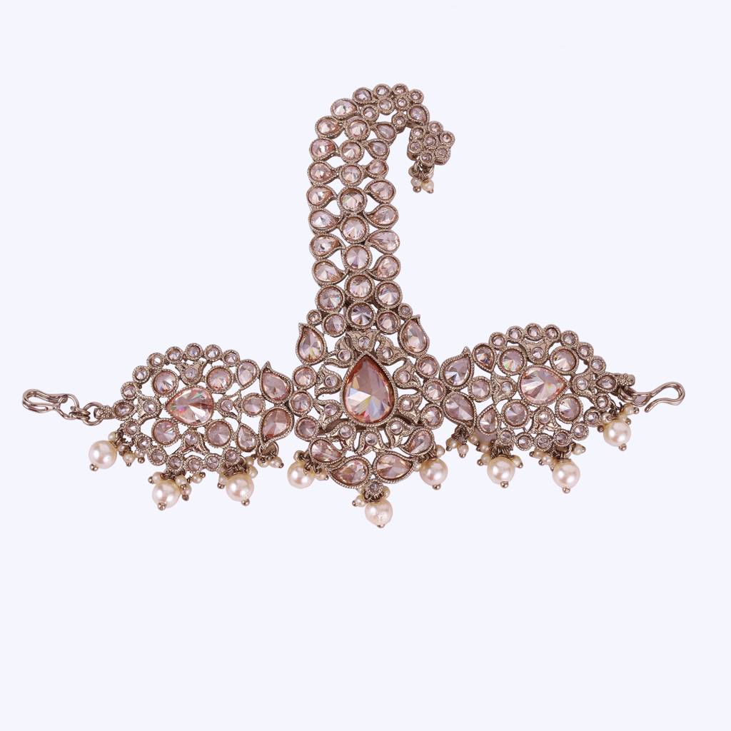 Traditional Graceful Round And Paisley Design Gold Plated Pagdi Wedding Safa Kalgi For Groom : 6KG21