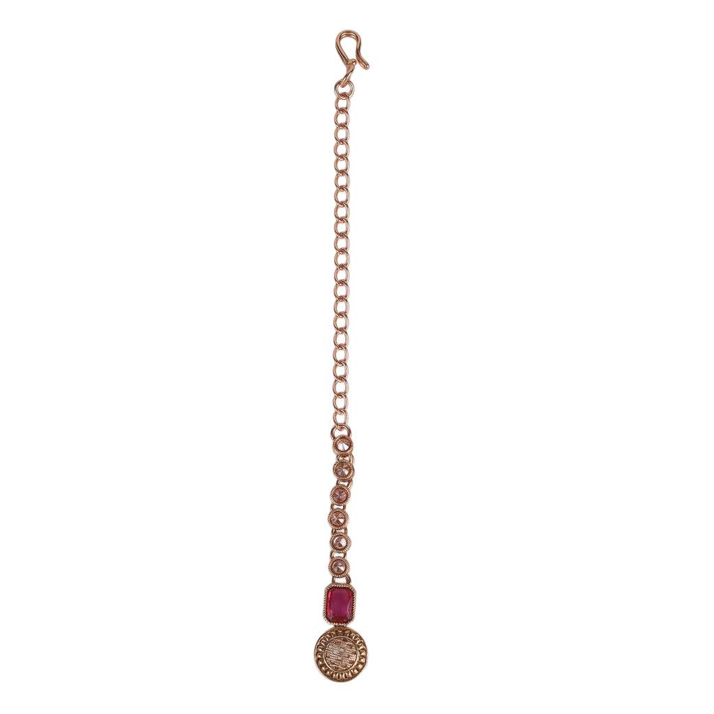 Finely Round Shape Gold Plated Set Of 2 Combo Maang Tikka For Women And Girls : 6TK105-G_6TK105-S