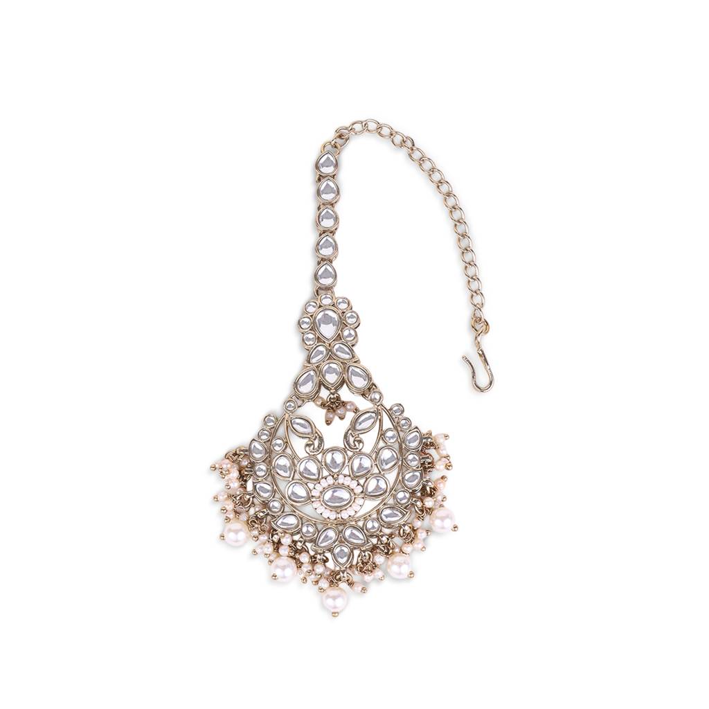 Traditional Flower Shape Silver Gold Plated Maang Tikka For Women : 6TK24