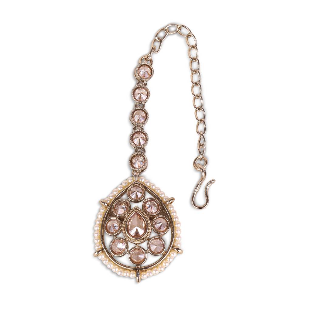 Traditional Oval Shape Silver Gold Plated Maang Tikka For Women : 6TK99